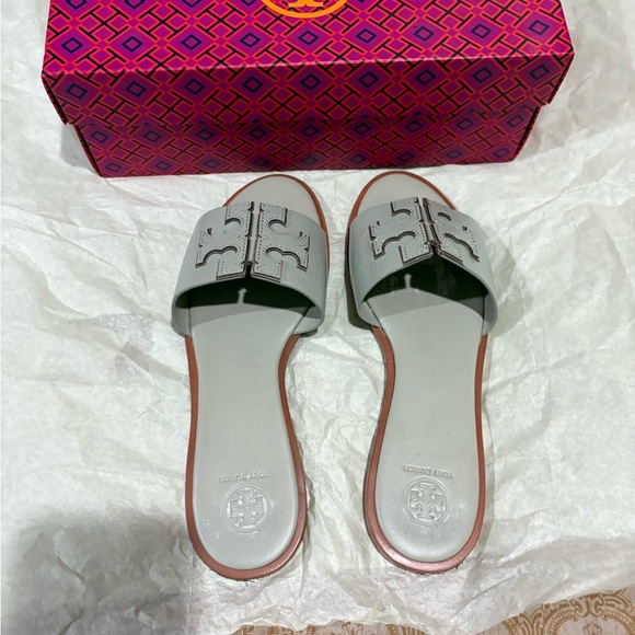 Tory Burch Light Gray Slide Sandals - Picture 2 of 11